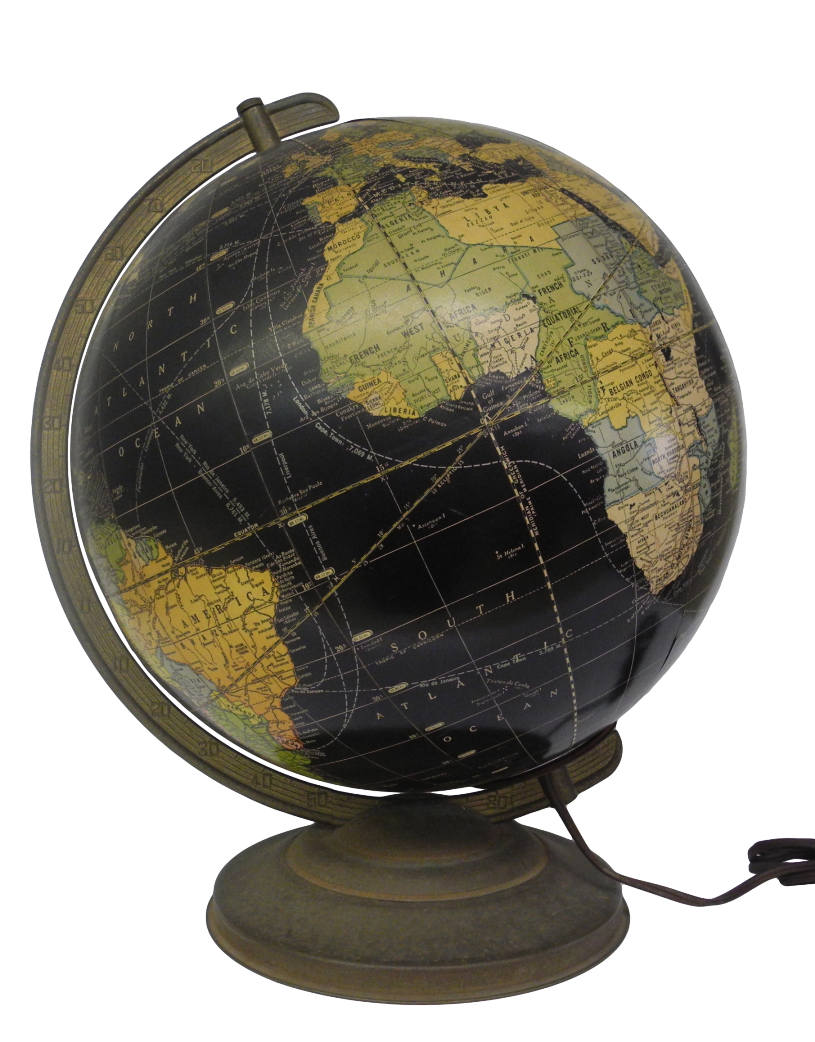 Globes Antique Black Oceans